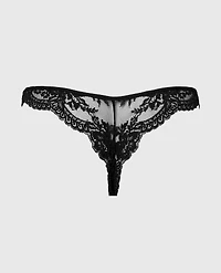 Diva Cheeky Thong Lace Panty Tuxedo Black