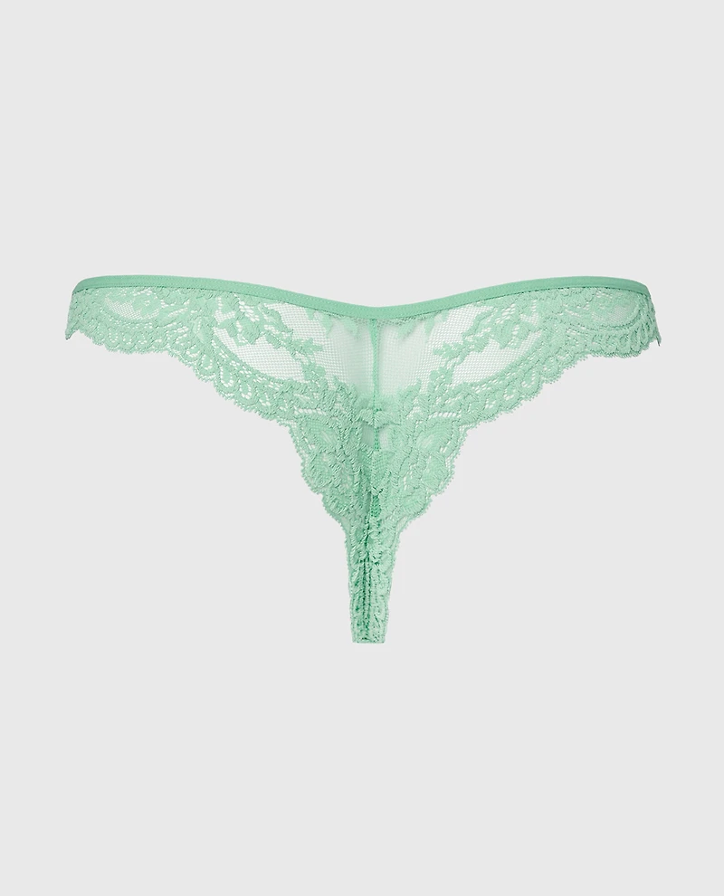 Diva Cheeky Thong Lace Panty Hemlock
