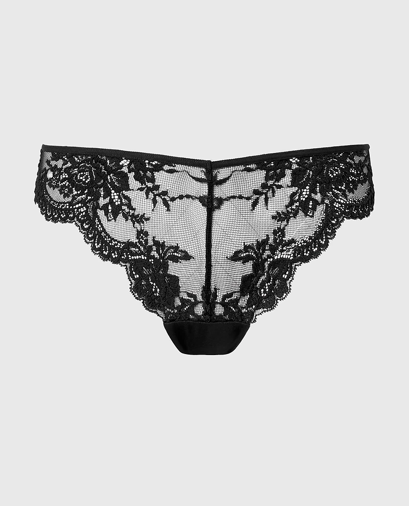 Diva Cheeky V-Waist Lace Panty Tuxedo Black