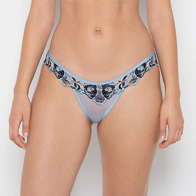 La Senza | Diva Mini Cheeky Panty in Ivory with Glacier Lake and Dark Navy | Mesh | Ivory with Glacier Lake and Dark Navy | XL