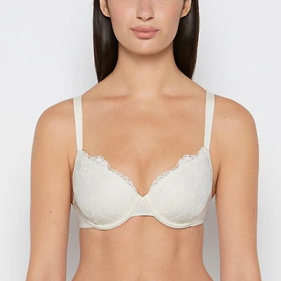 Lightly Lined Perfect Coverage Bra With Mesh Wing Egret