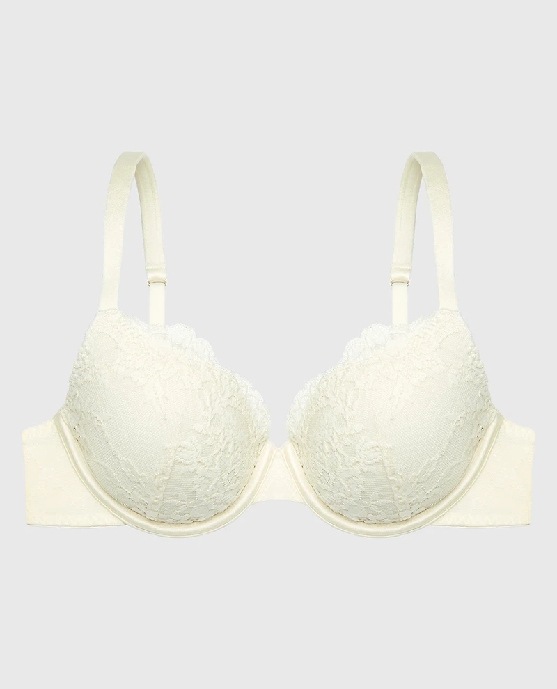Lightly Lined Perfect Coverage Bra With Mesh Wing Egret