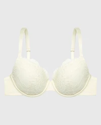 Lightly Lined Perfect Coverage Bra With Mesh Wing Egret