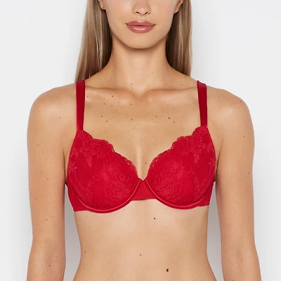 Lightly Lined Perfect Coverage Bra With Mesh Wing Crimson