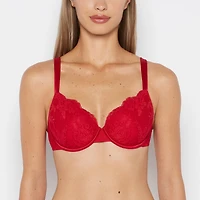 Lightly Lined Perfect Coverage Bra With Mesh Wing Crimson