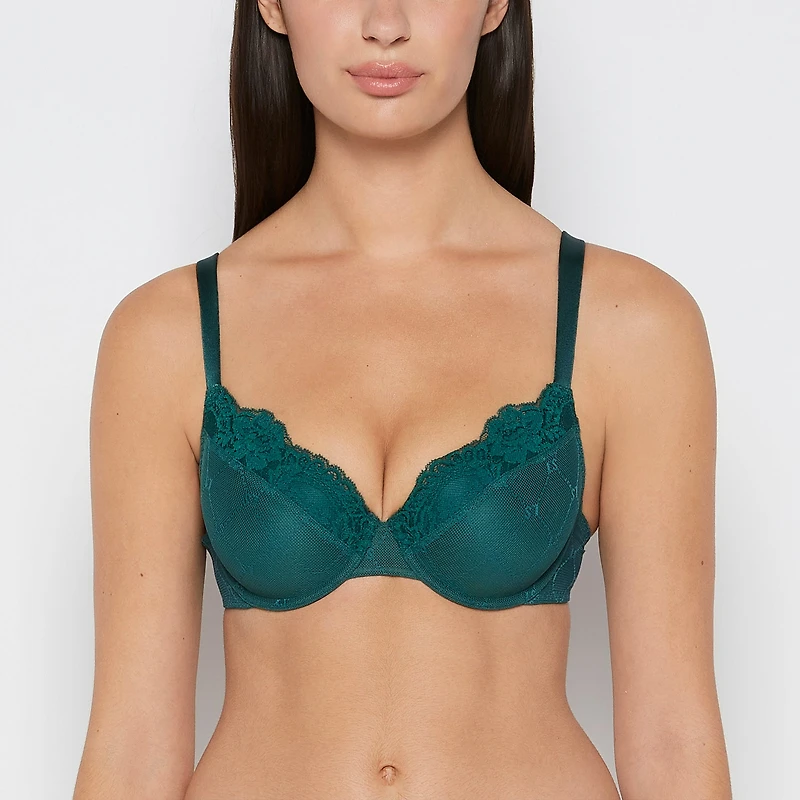 Lightly Lined Mesh Perfect Coverage Bra Emerald Green