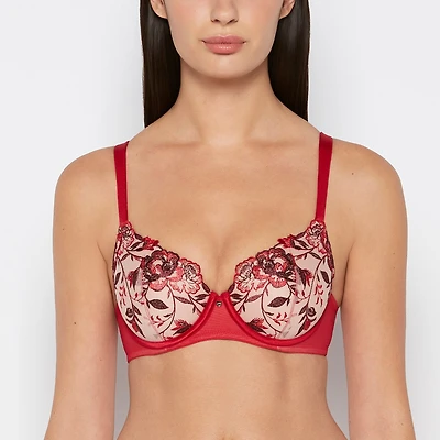La Senza | Lightly Lined Perfect Coverage Bra Evening Blush with Crimson and Russian Ruby Lace