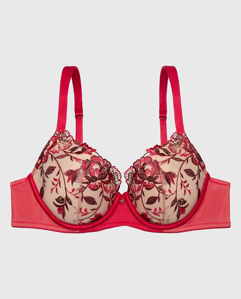 Lightly Lined Perfect Coverage Bra Evening Blush with Crimson and Russian Ruby
