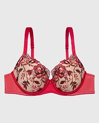 Lightly Lined Perfect Coverage Bra Evening Blush with Crimson and Russian Ruby