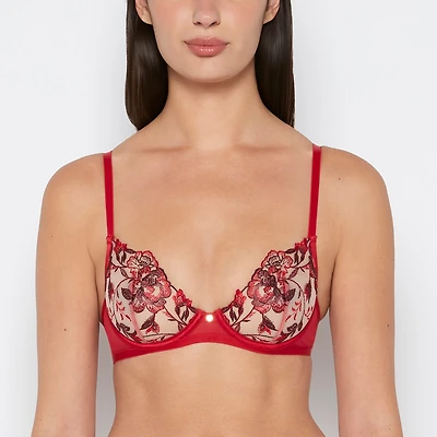 La Senza | Unlined Demi Bra in Evening Blush with Crimson and Russian Ruby | Lace | Evening Blush with Crimson and Russian Ruby | S