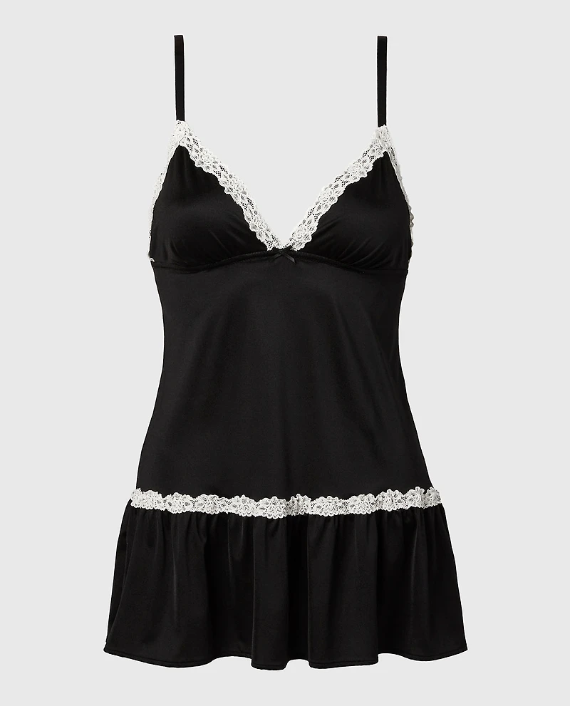 Wicked Lace Micro Dress Tuxedo Black