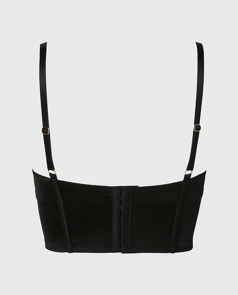 Demi Cup Bustier Bra Top Tuxedo Black
