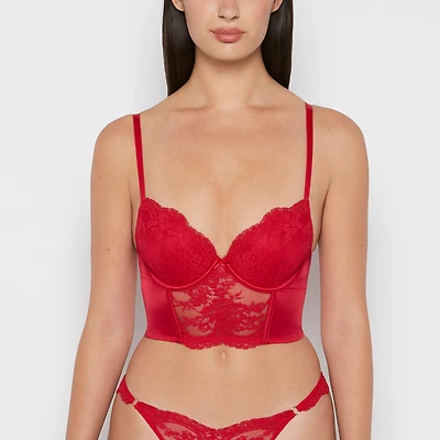 La Senza | Demi Cup Bustier Bra Top Crimson Microfiber