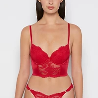 La Senza | Demi Cup Bustier Bra Top Crimson Microfiber