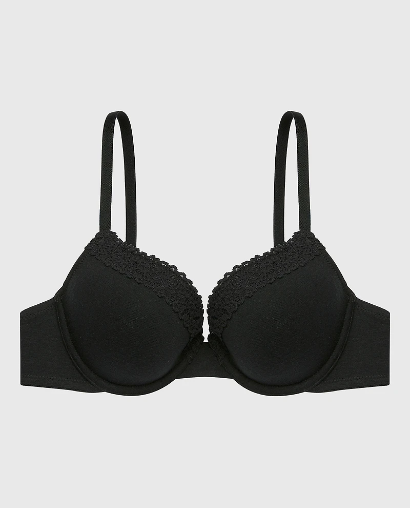 Lightly Lined demi bra with cozy Tuxedo Black