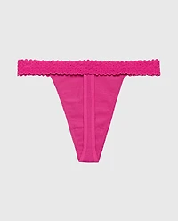 Thong Panty with Cozy Trim Fuchsia Red
