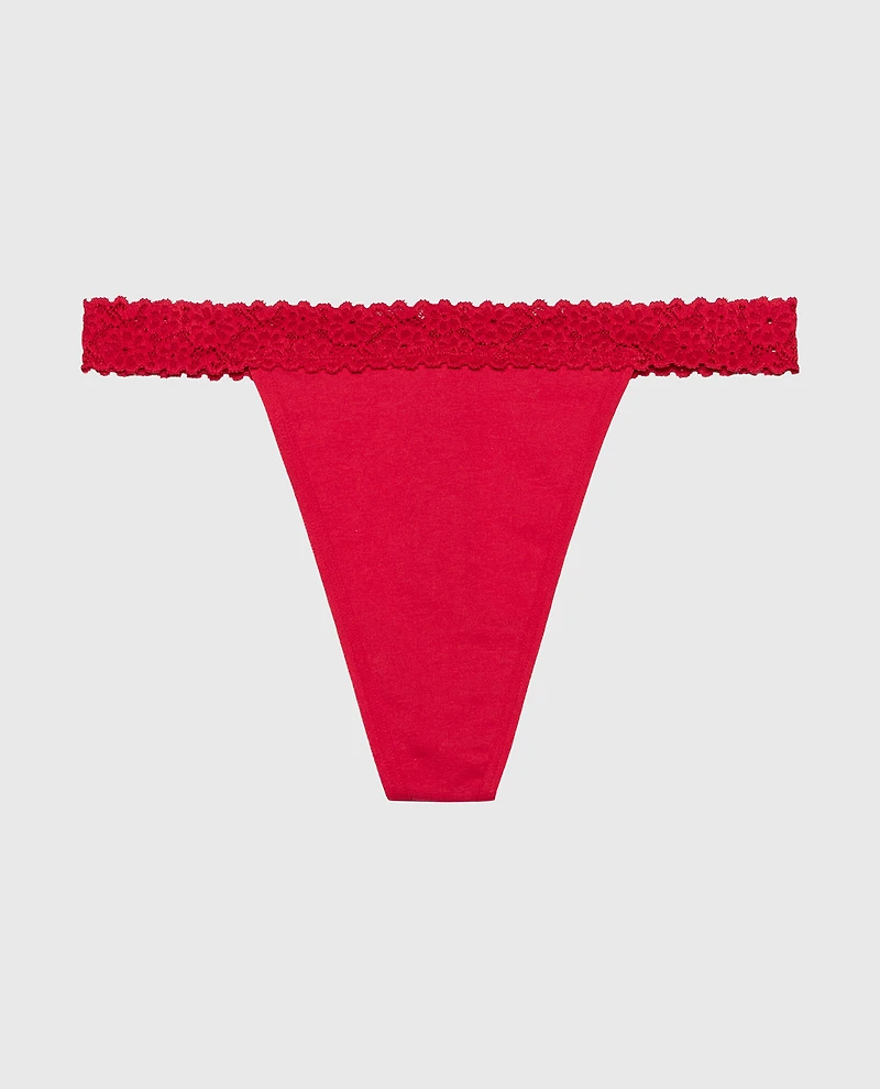 Thong Panty with Cozy Trim Crimson
