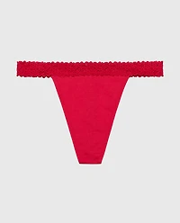 Thong Panty with Cozy Trim Crimson