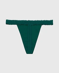 Thong Panty with Cozy Trim Emerald Green