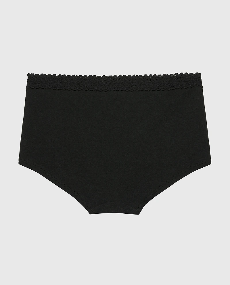 Boyshort Pantie with Cozy Trim Tuxedo Black