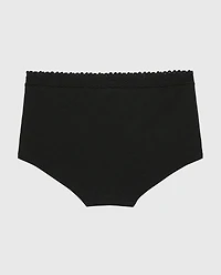 Boyshort Pantie with Cozy Trim Tuxedo Black