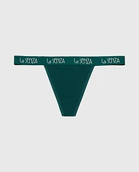 G-String with Art Deco Logo Emerald Green Heather