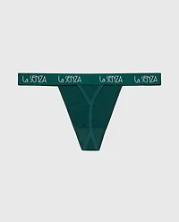 G-String with Art Deco Logo Emerald Green Heather
