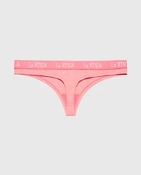 Thong Panty with Art Deco Logo Pink Lemonade Heather