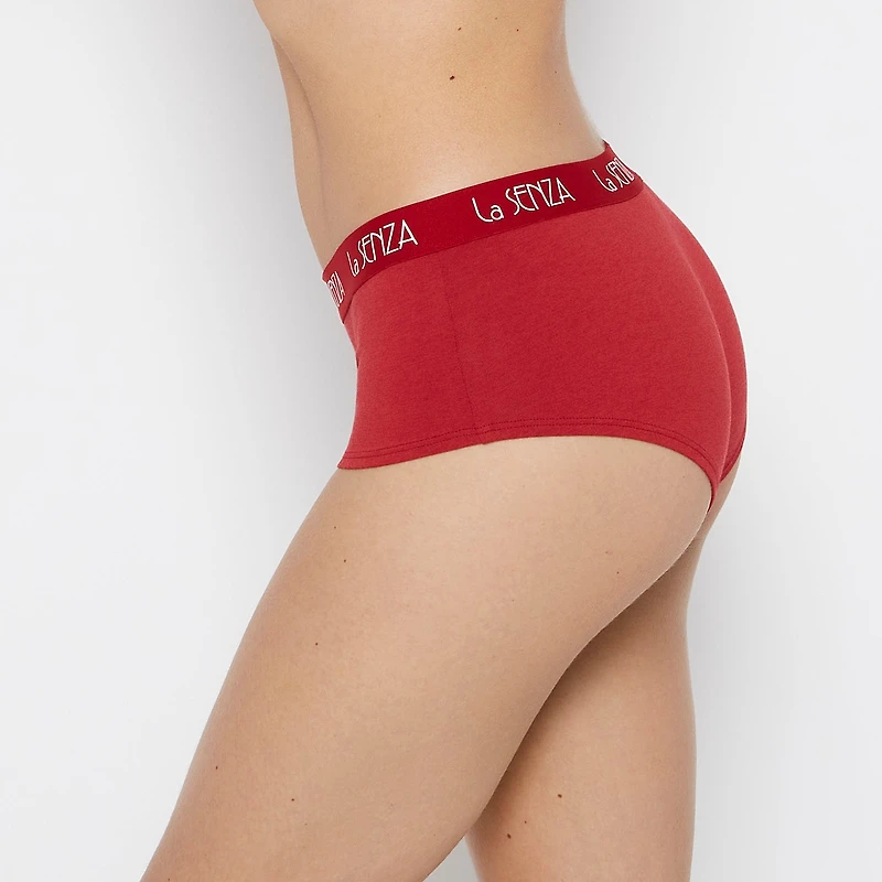 Boyshort Panty with Art Deco Logo Crimson Heather