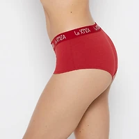 Boyshort Panty with Art Deco Logo Crimson Heather