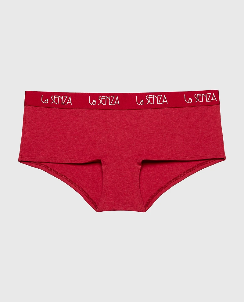 Boyshort Panty with Art Deco Logo Crimson Heather