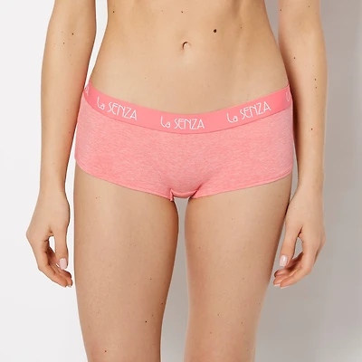 Boyshort Panty with Art Deco Logo Pink Lemonade Heather