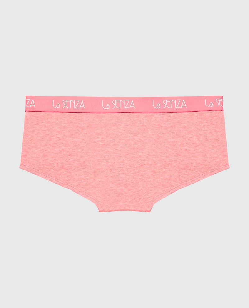 Boyshort Panty with Art Deco Logo Pink Lemonade Heather