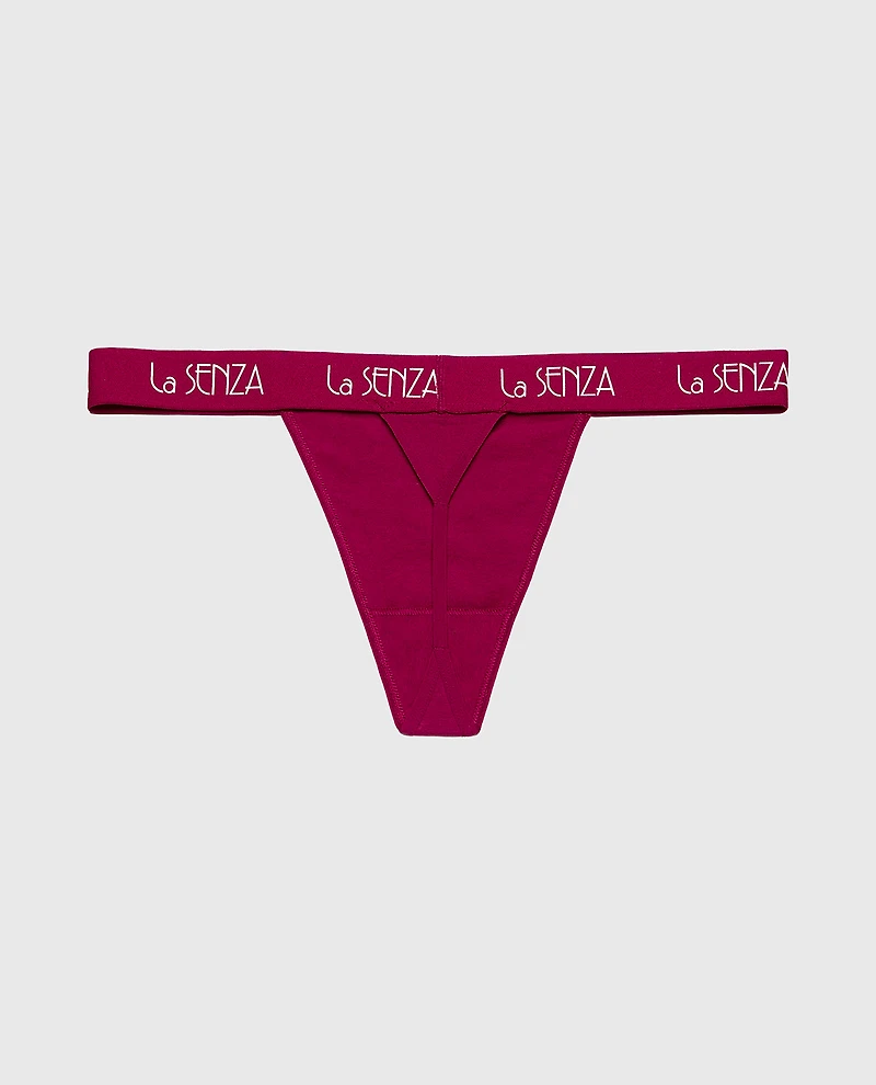 Minislip en coton avec bande logo Art déco couleur prune rose