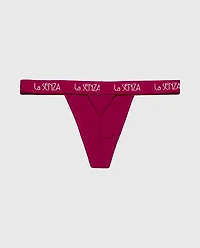 Minislip en coton avec bande logo Art déco couleur prune rose