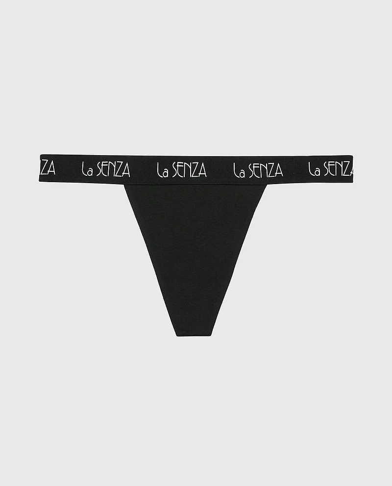 G-String Panty with Art Deco Logo Tuxedo Black
