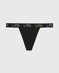 G-String Panty with Art Deco Logo Tuxedo Black