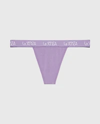 G-String Cotton Panty with Art Deco Logo Band Purple Haze