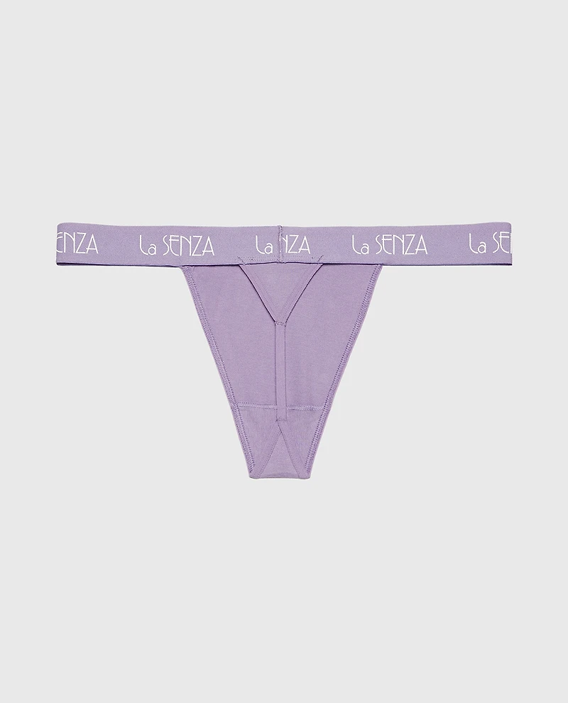 G-String Cotton Panty with Art Deco Logo Band Purple Haze