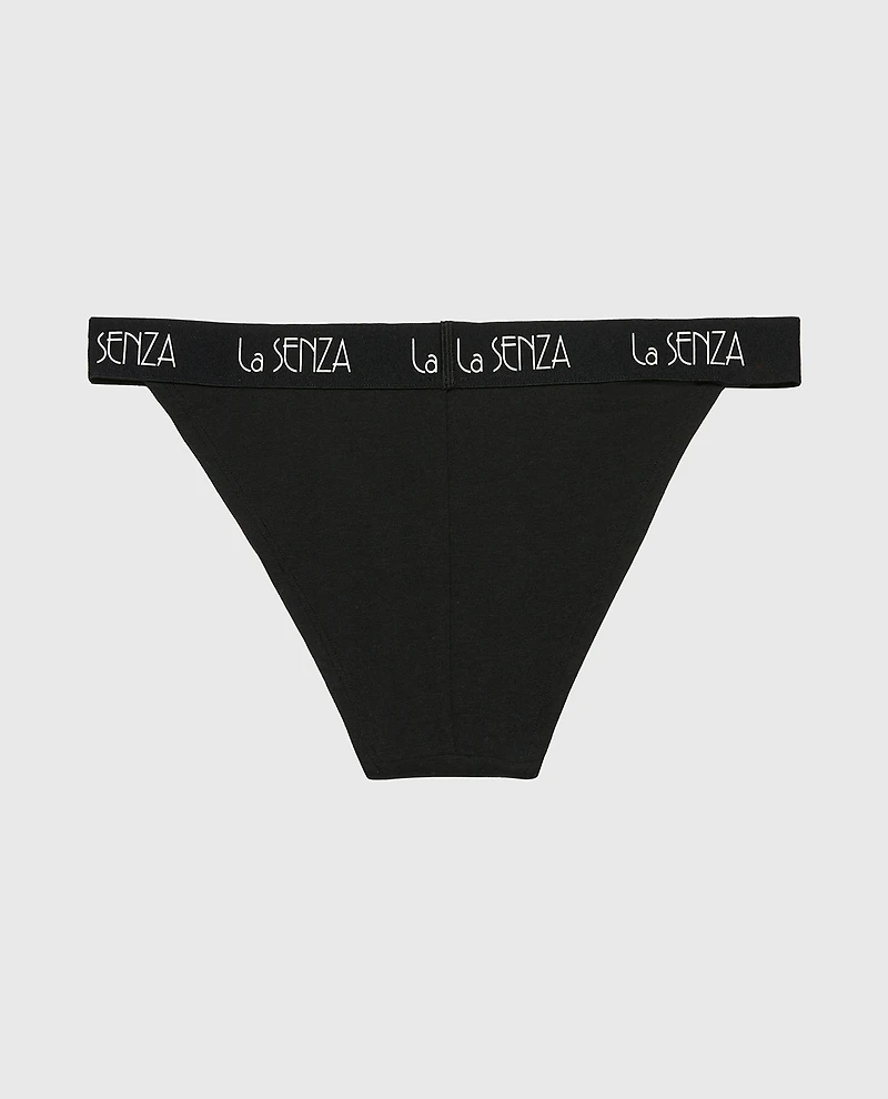 Mini Cheeky Panty with Art Deco Logo Tuxedo Black