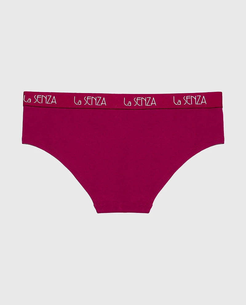 Hipster Cotton Panty with Art Deco Logo Band Plum Rose
