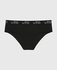 Culotte taille basse avec logo Art déco smoking noir