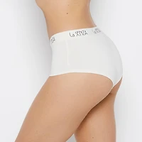 Art Deco Logo Cotton Boyshort Panty Egret
