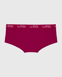 Boyshort Cotton Panty with Art Deco Logo Band Plum Rose
