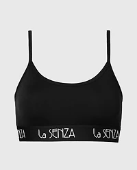 Scoop Bralette with Art Deco Band Tuxedo Black