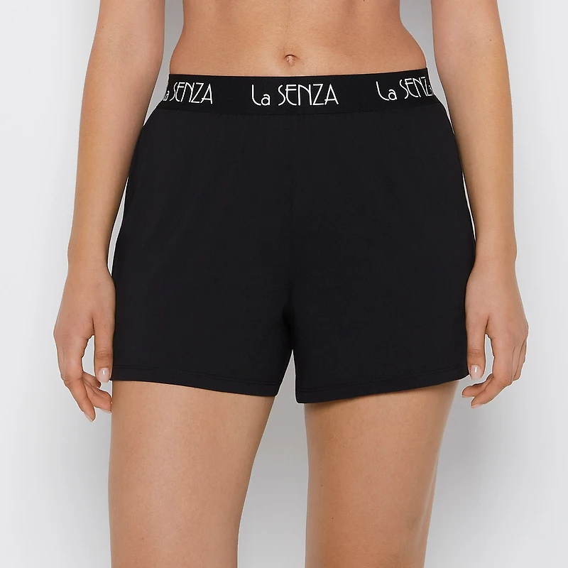 Brush Jersey Shorts with art deco logo Tuxedo Black