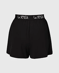 Brush Jersey Shorts with art deco logo Tuxedo Black