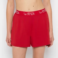 La Senza | Brush Jersey Shorts with art deco logo in Crimson | Polyester | Crimson | XS