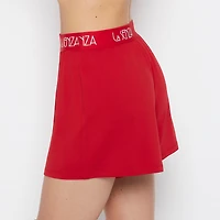 Brush Jersey Shorts with art deco logo Crimson