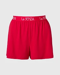 Brush Jersey Shorts with art deco logo Crimson